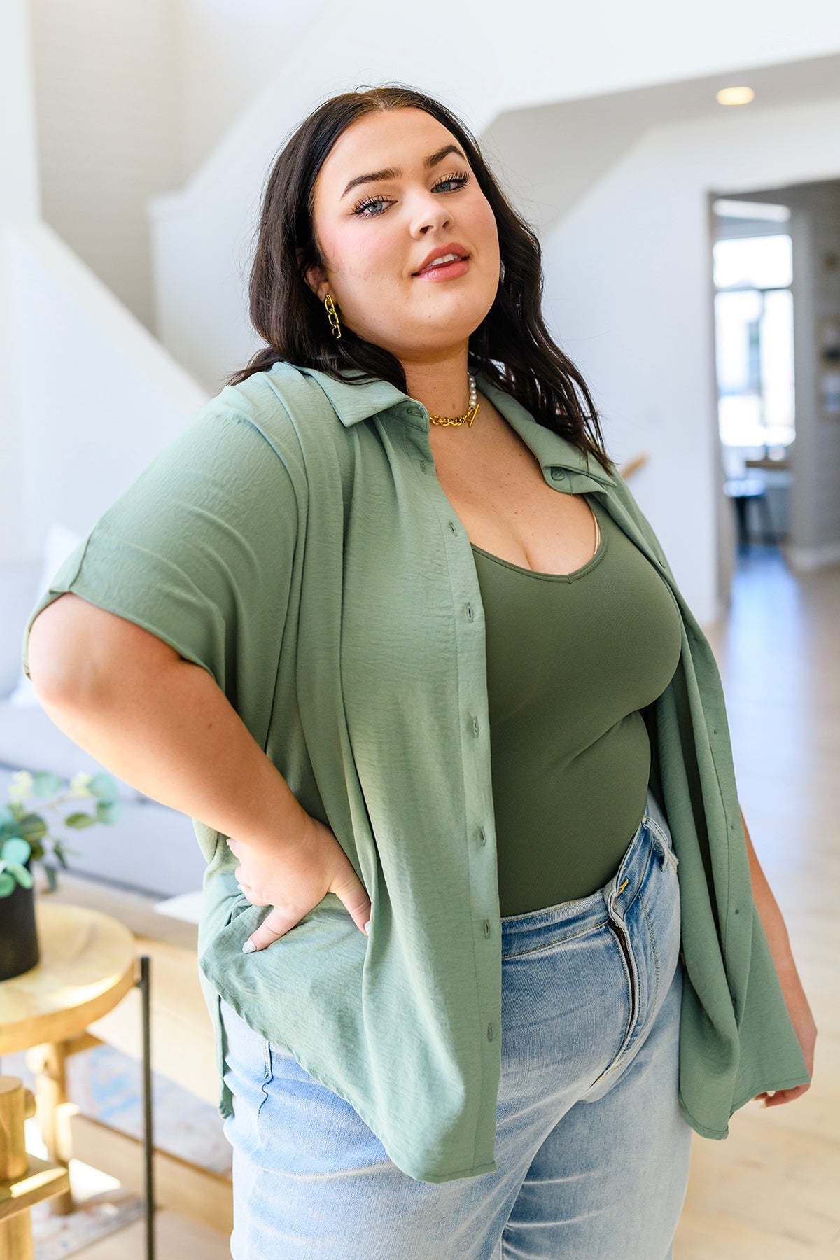 Carefree Seamless Reversible Tank in Army Green