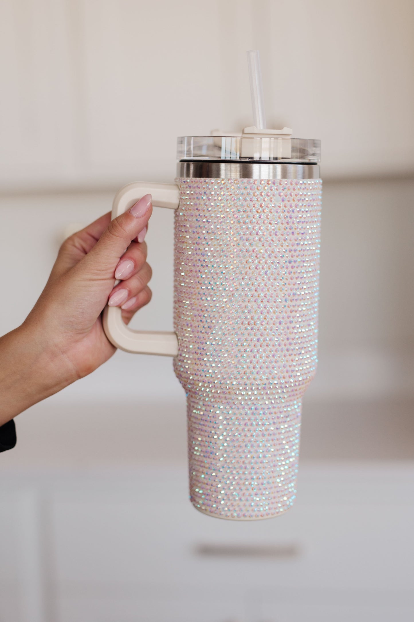 Glam Girl 40oz Rhinestone Tumbler in White