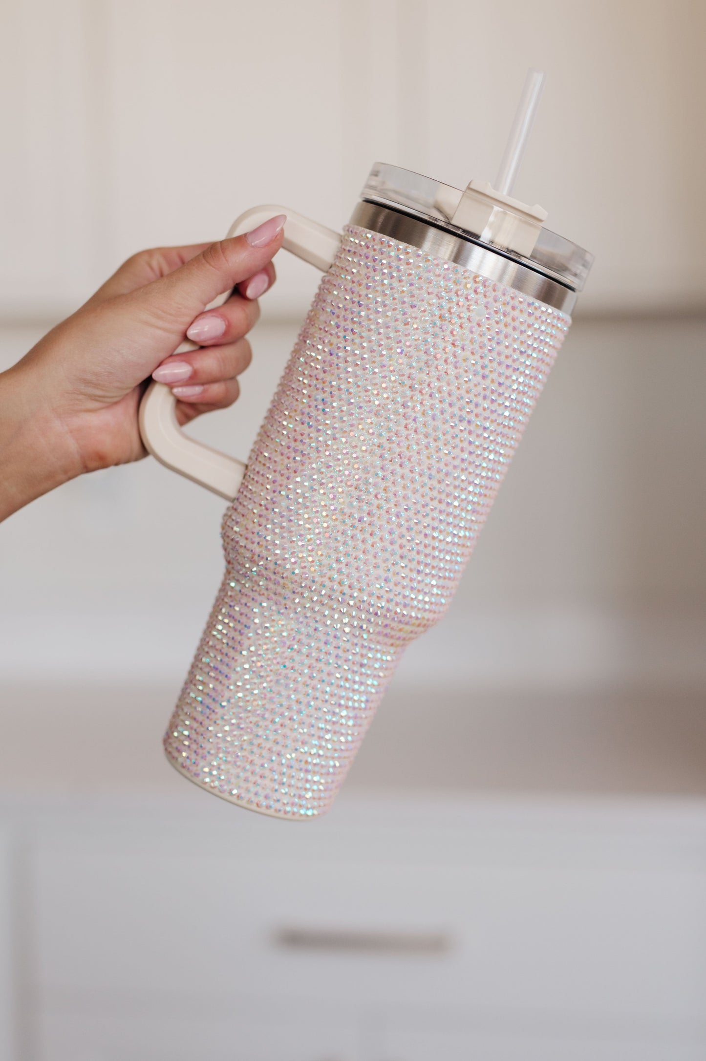 Glam Girl 40oz Rhinestone Tumbler in White