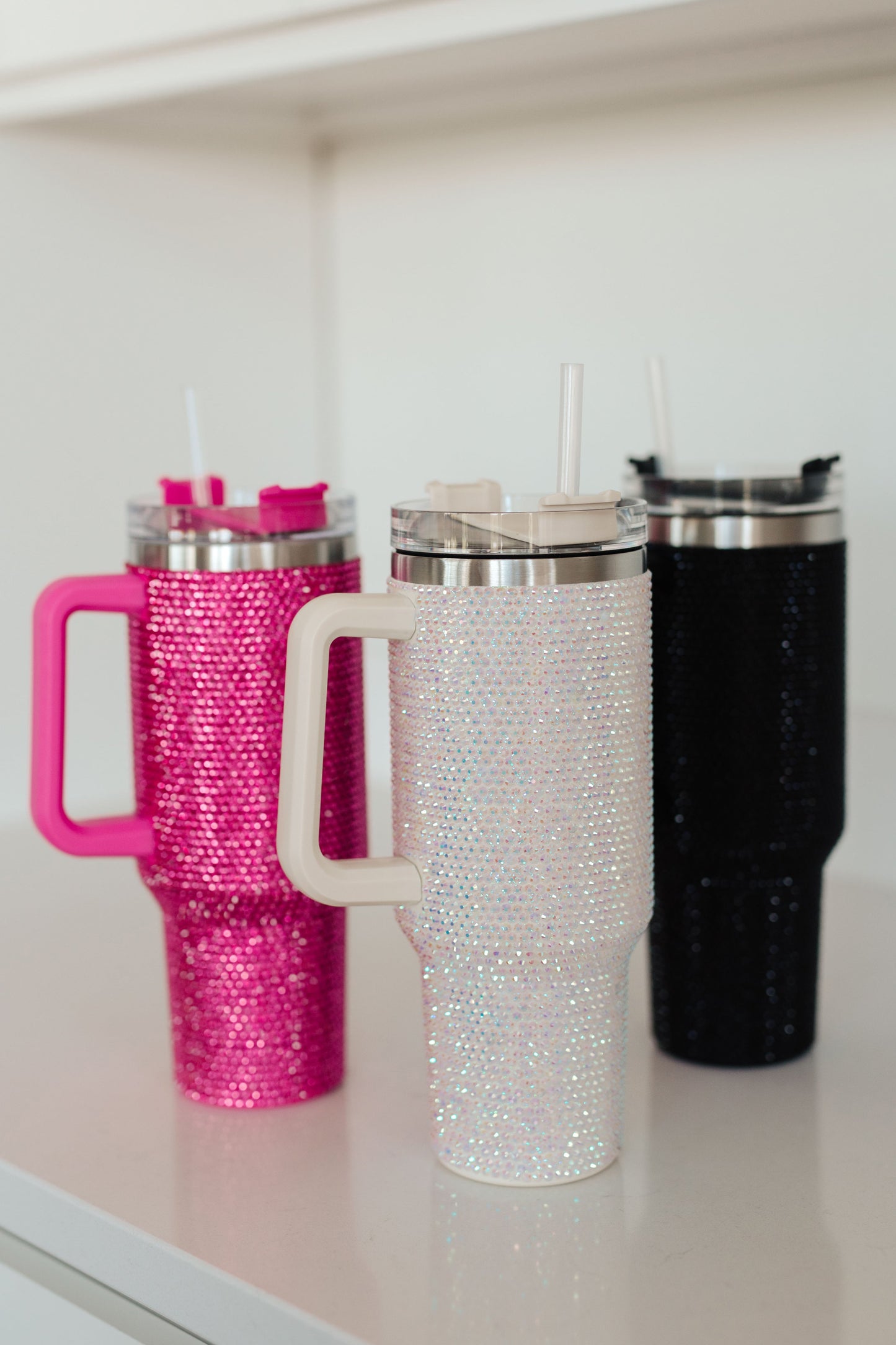 Glam Girl 40oz Rhinestone Tumbler in White