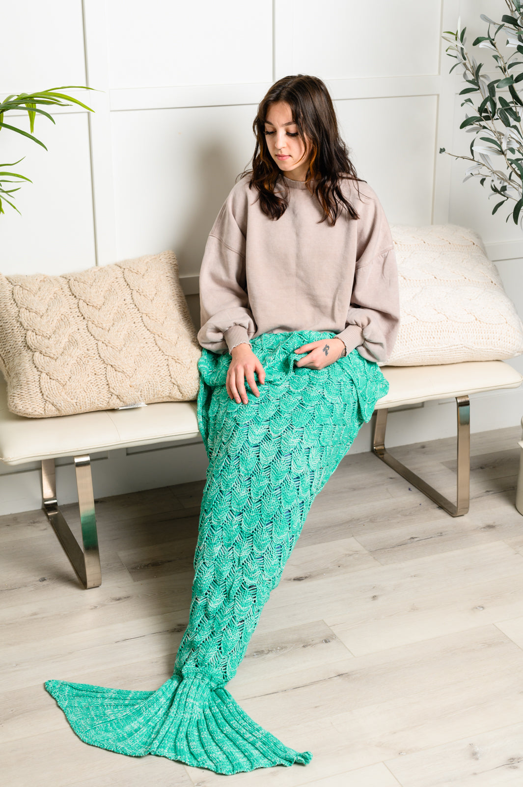 Seaside Magic Chenille Mermaid Tail In Green