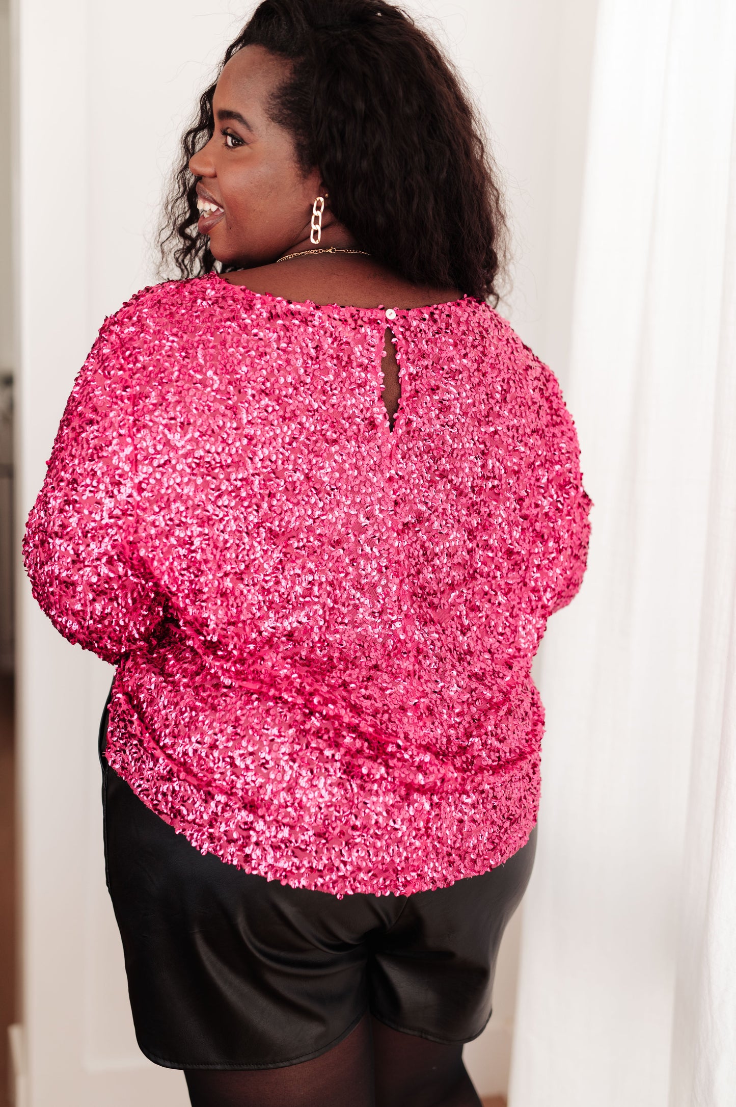 You Found Me Sequin Top in Fuchsia